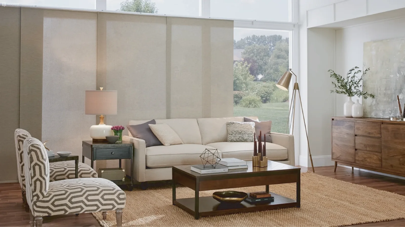 MODERO Panel Blinds at the window.